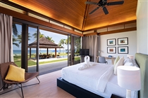 Guest bedroom with pool and sea view